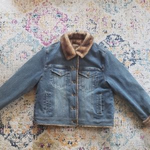 Like new Vintage Marvin Richards Faux Fur Lined Denim Jacket Sz Medium
